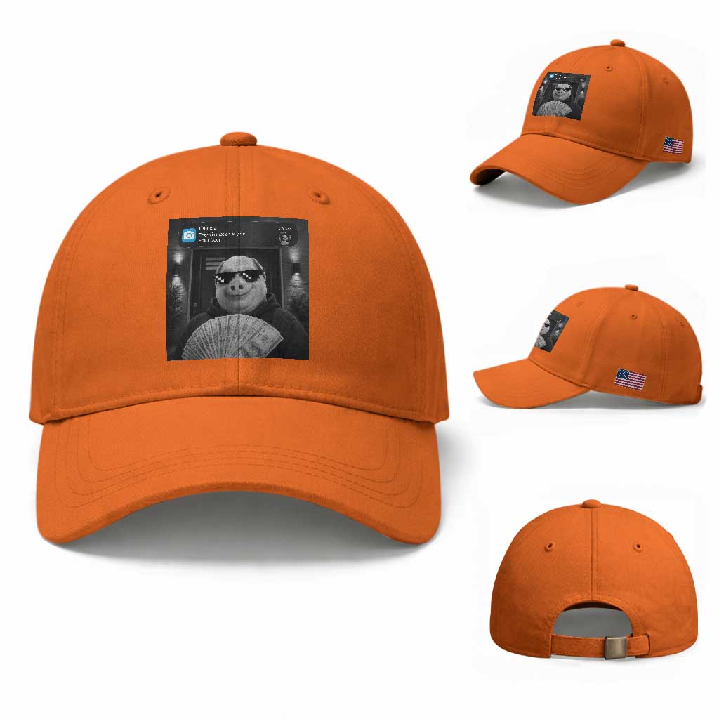 John Pork Meme Baseball Cap There Is Motion At Your Front Door Funny Brainrot TS10 Baseball Cap Universal Fit Orange Print Your Wear
