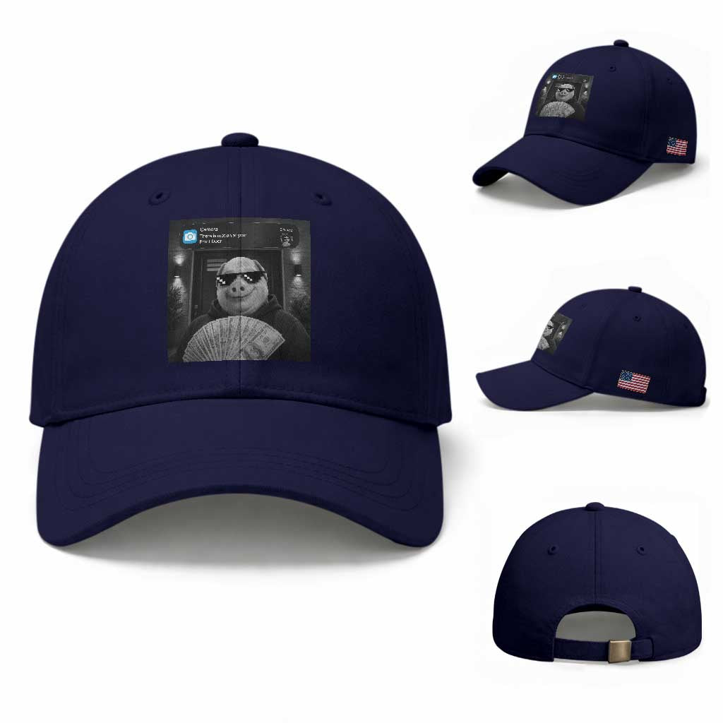 John Pork Meme Baseball Cap There Is Motion At Your Front Door Funny Brainrot TS10 Baseball Cap Universal Fit Dark Blue Print Your Wear