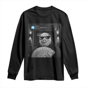 John Pork Meme Long Sleeve Shirt There Is Motion At Your Front Door Funny Brainrot TS10 Black Print Your Wear