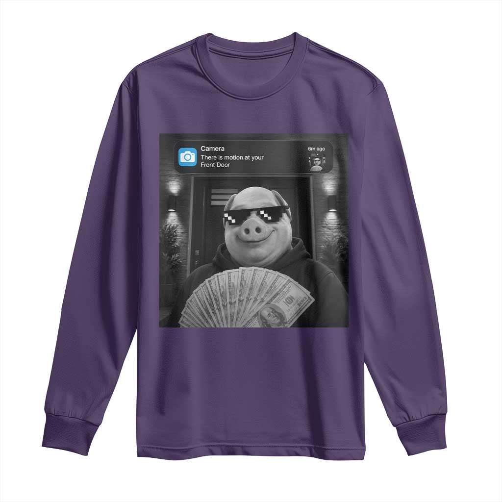 John Pork Meme Long Sleeve Shirt There Is Motion At Your Front Door Funny Brainrot TS10 Purple Print Your Wear