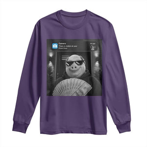 John Pork Meme Long Sleeve Shirt There Is Motion At Your Front Door Funny Brainrot TS10 Purple Print Your Wear