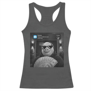 John Pork Meme Racerback Tank Top There Is Motion At Your Front Door Funny Brainrot TS10 Dark Heather Print Your Wear
