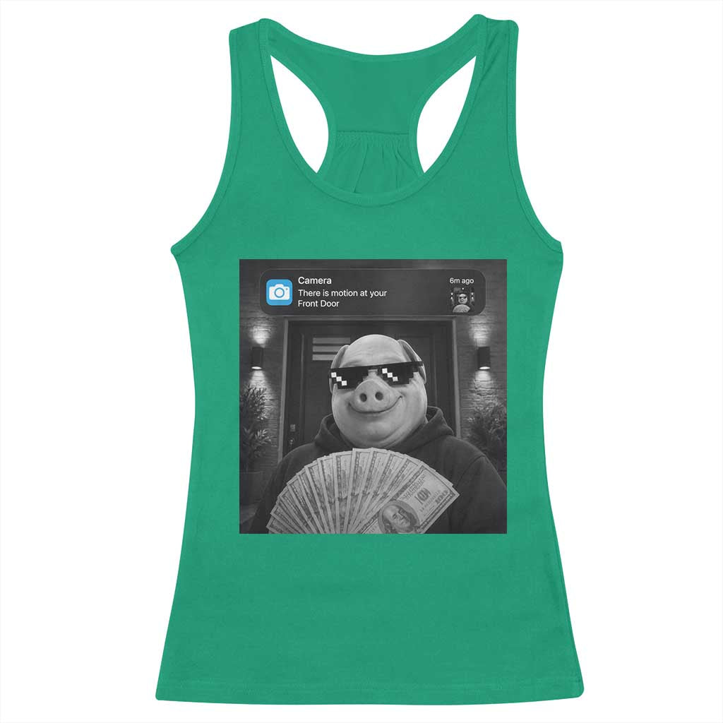 John Pork Meme Racerback Tank Top There Is Motion At Your Front Door Funny Brainrot TS10 Irish Green Print Your Wear