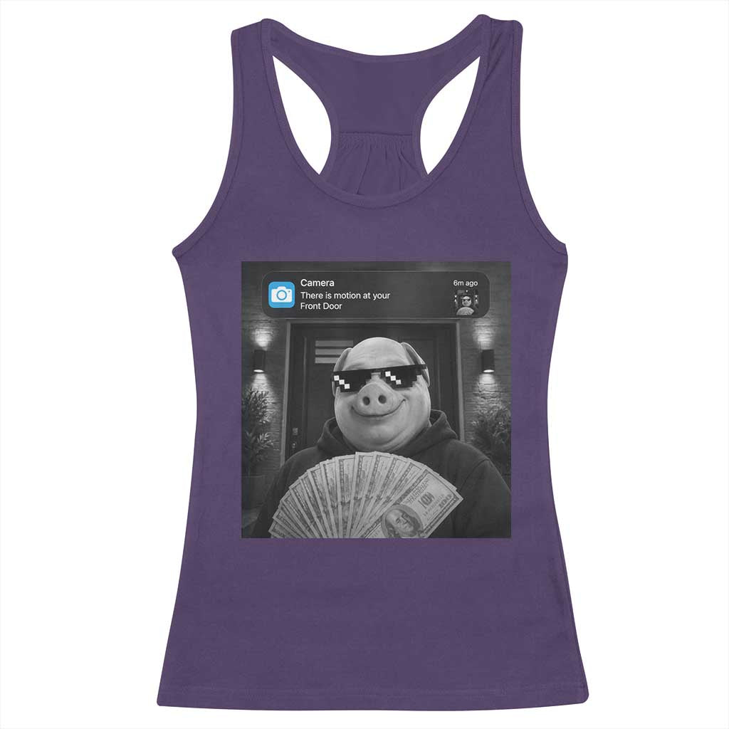 John Pork Meme Racerback Tank Top There Is Motion At Your Front Door Funny Brainrot TS10 Purple Print Your Wear
