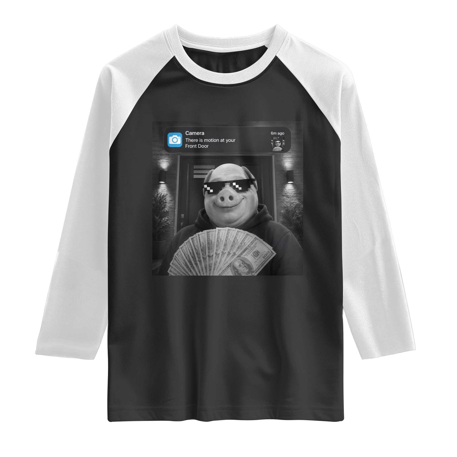 John Pork Meme Raglan Shirt There Is Motion At Your Front Door Funny Brainrot TS10 Black White Print Your Wear
