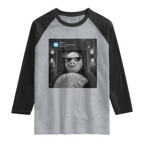 John Pork Meme Raglan Shirt There Is Motion At Your Front Door Funny Brainrot TS10 Heather Gray Black Print Your Wear