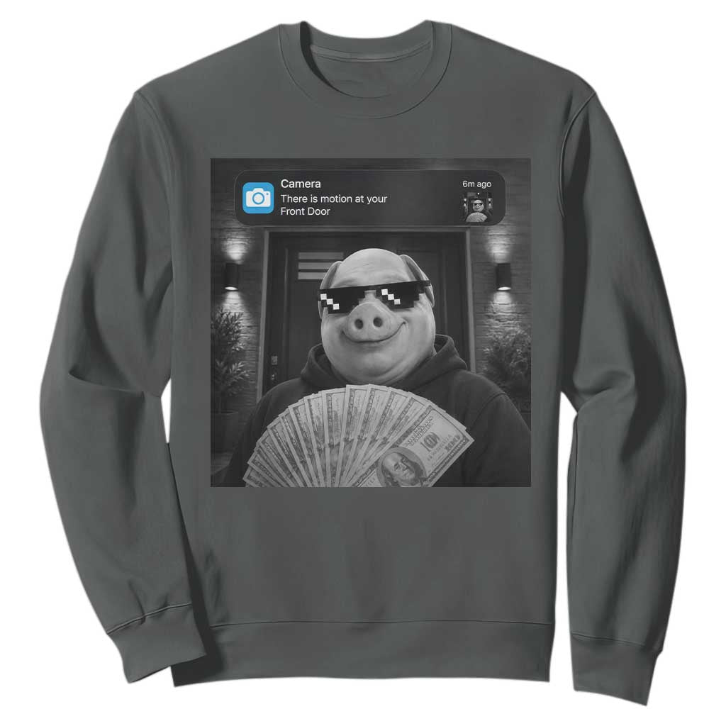 John Pork Meme Sweatshirt There Is Motion At Your Front Door Funny Brainrot TS10 Dark Heather Print Your Wear