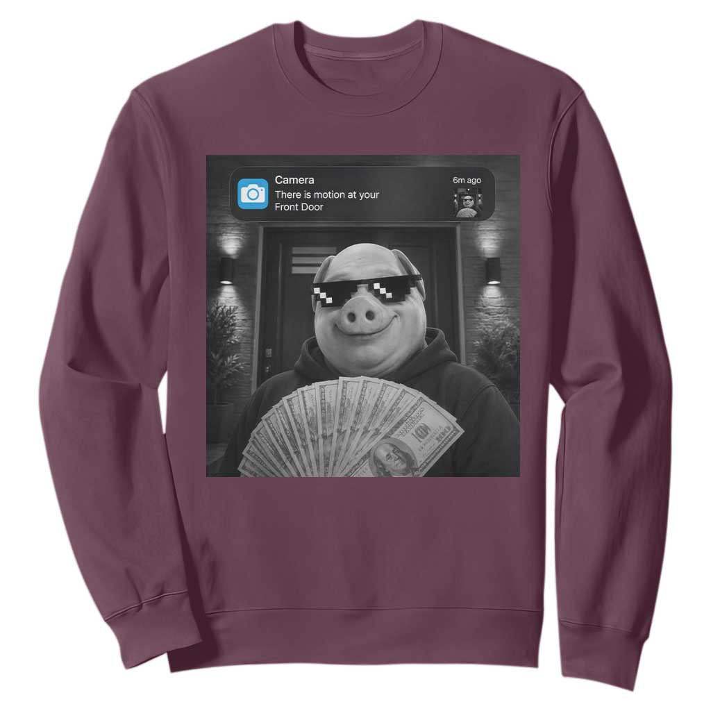 John Pork Meme Sweatshirt There Is Motion At Your Front Door Funny Brainrot TS10 Maroon Print Your Wear