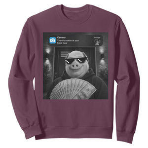 John Pork Meme Sweatshirt There Is Motion At Your Front Door Funny Brainrot TS10 Maroon Print Your Wear