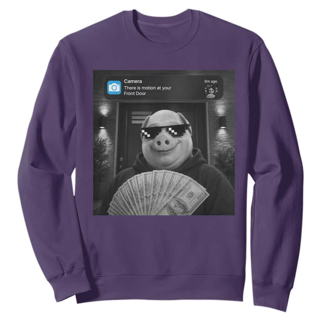 John Pork Meme Sweatshirt There Is Motion At Your Front Door Funny Brainrot TS10 Purple Print Your Wear