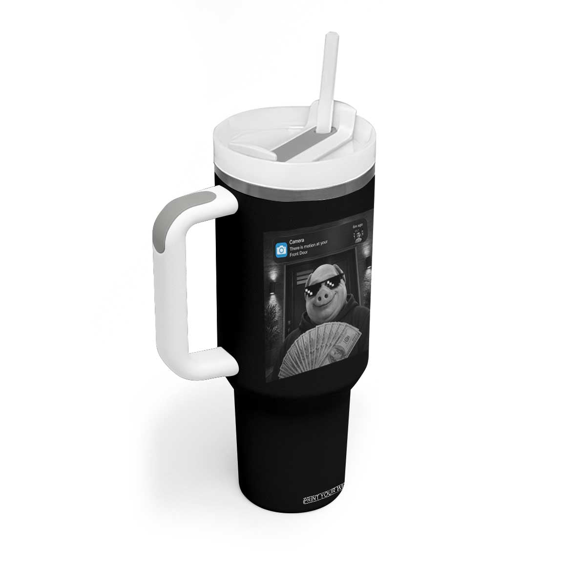 John Pork Meme Tumbler With Handle There Is Motion At Your Front Door Funny Brainrot TS10 Print Your Wear