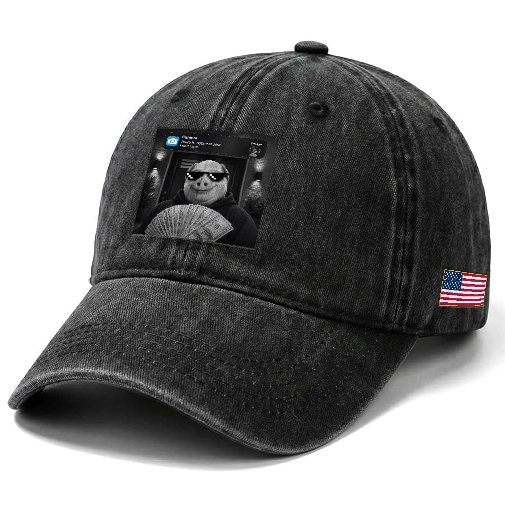 John Pork Meme Washed Cotton Baseball Cap There Is Motion At Your Front Door Funny Brainrot TS10 Print Your Wear