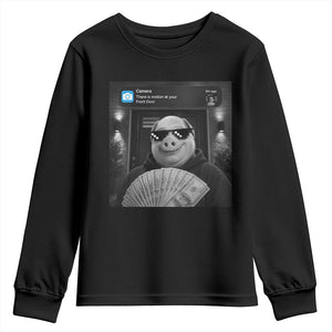 John Pork Meme Youth Sweatshirt There Is Motion At Your Front Door Funny Brainrot TS10 Black Print Your Wear