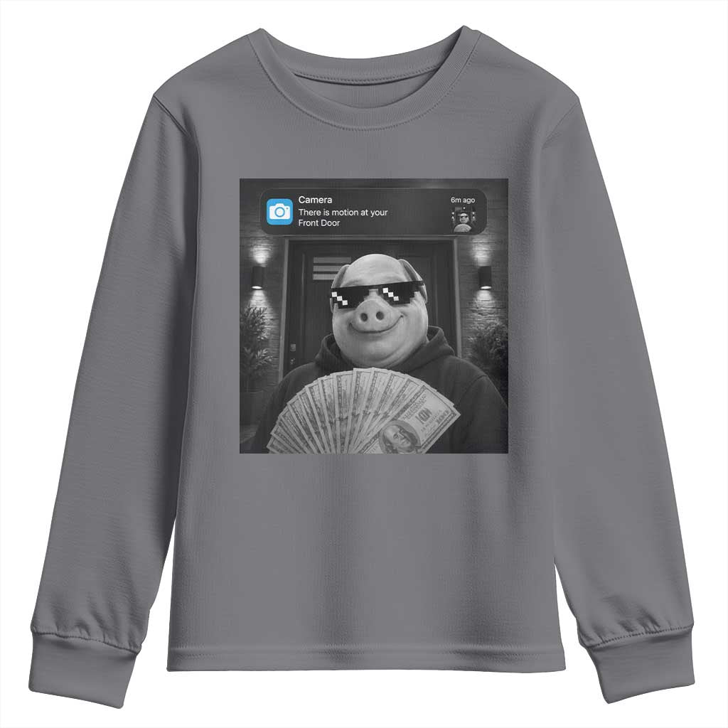 John Pork Meme Youth Sweatshirt There Is Motion At Your Front Door Funny Brainrot TS10 Charcoal Print Your Wear
