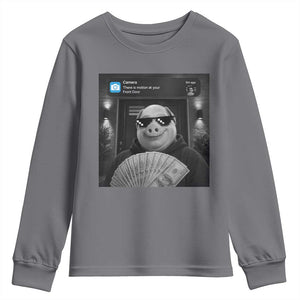 John Pork Meme Youth Sweatshirt There Is Motion At Your Front Door Funny Brainrot TS10 Charcoal Print Your Wear