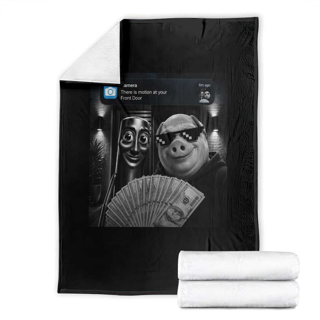 Tung Tung Tung Sahur John Pork Meme Brainrot Throw Blanket There Is Motion At Your Front Door TS10 Black Print Your Wear