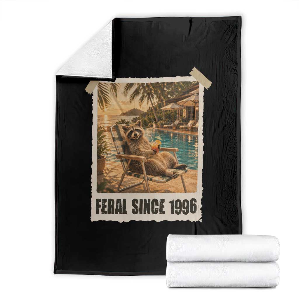 Funny Raccoon Feral Since 1996 30th Birthday Throw Blanket Vintage 30 Year Old Gift TS10 Black Print Your Wear