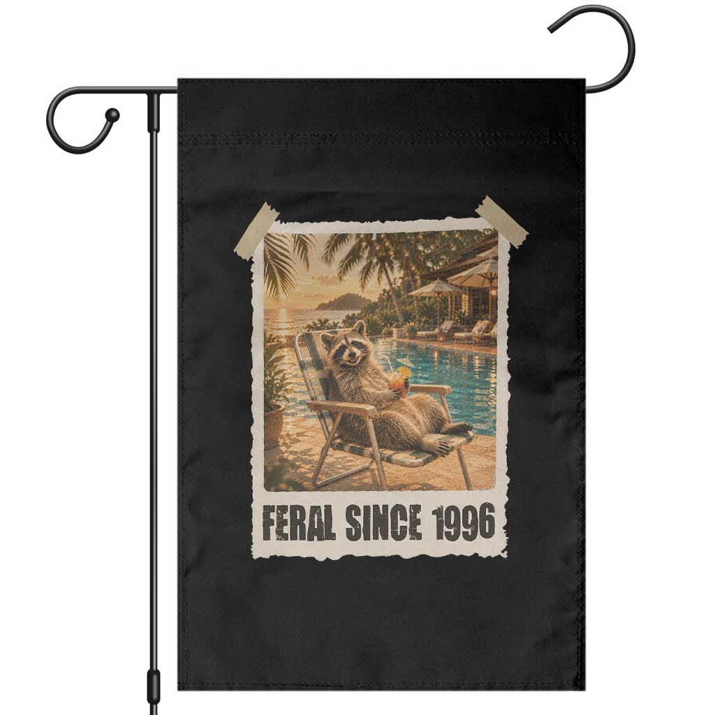 Funny Raccoon Feral Since 1996 30th Birthday Garden Flag Vintage 30 Year Old Gift TS10 Black Print Your Wear