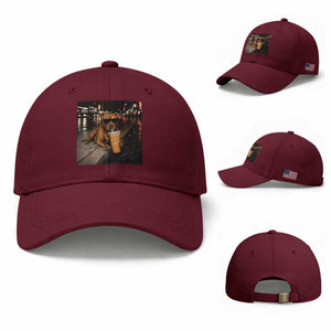 Funny Pitbull Drinking Iced Coffee Baseball Cap Vintage Pittie Dog Lovers Meme TS10 Baseball Cap Universal Fit Maroon Print Your Wear