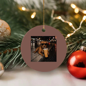 Funny Pitbull Drinking Iced Coffee Ceramic Ornament Vintage Pittie Dog Lovers Meme TS10 1pc Mocha Print Your Wear