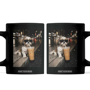 Funny Shih Tzu Drinking Iced Coffee Coffee Mug Vintage Dog Lover TS10 Black Print Your Wear