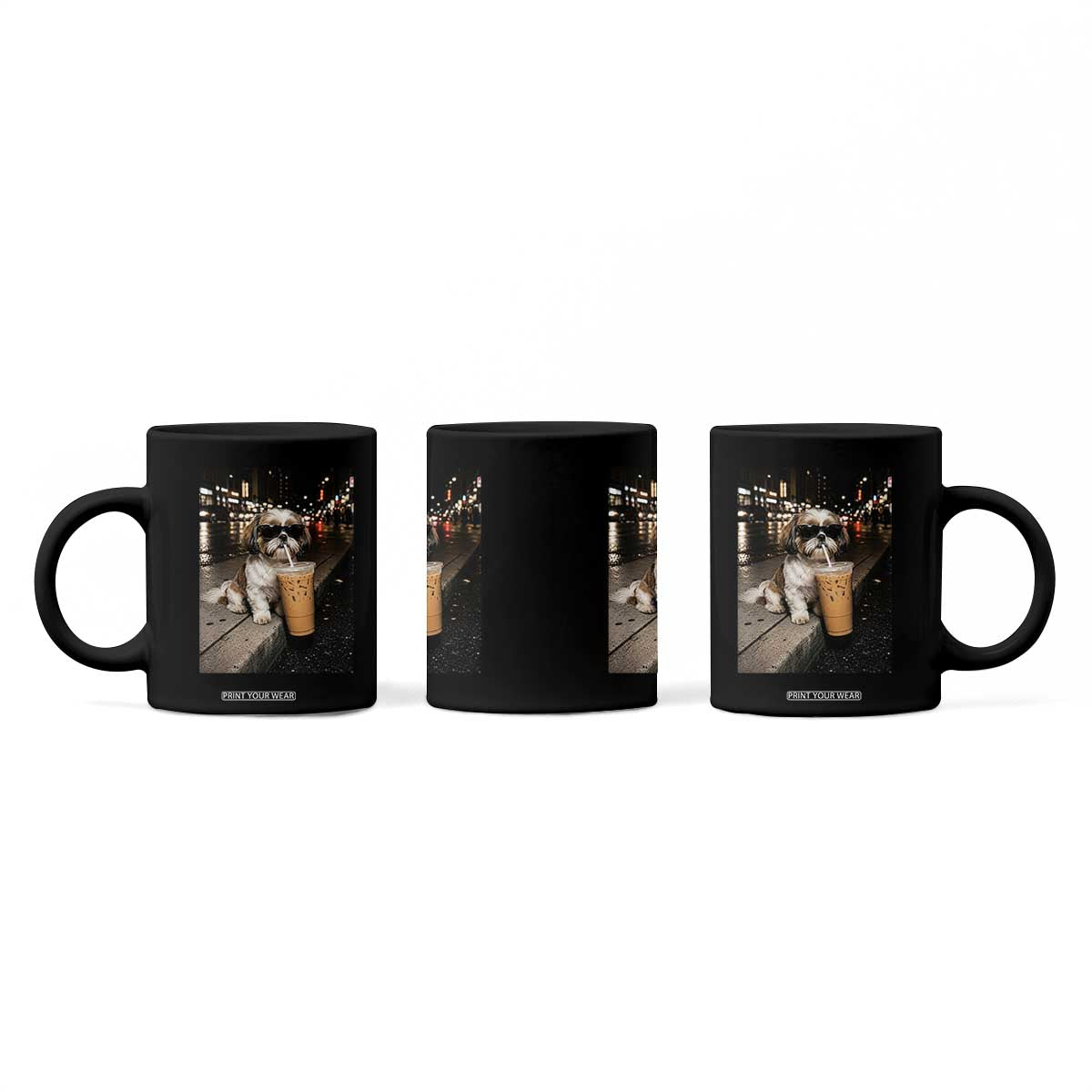 Funny Shih Tzu Drinking Iced Coffee Coffee Mug Vintage Dog Lover TS10 Print Your Wear