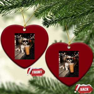 Funny Shih Tzu Drinking Iced Coffee Ceramic Ornament Vintage Dog Lover TS10 Print Your Wear