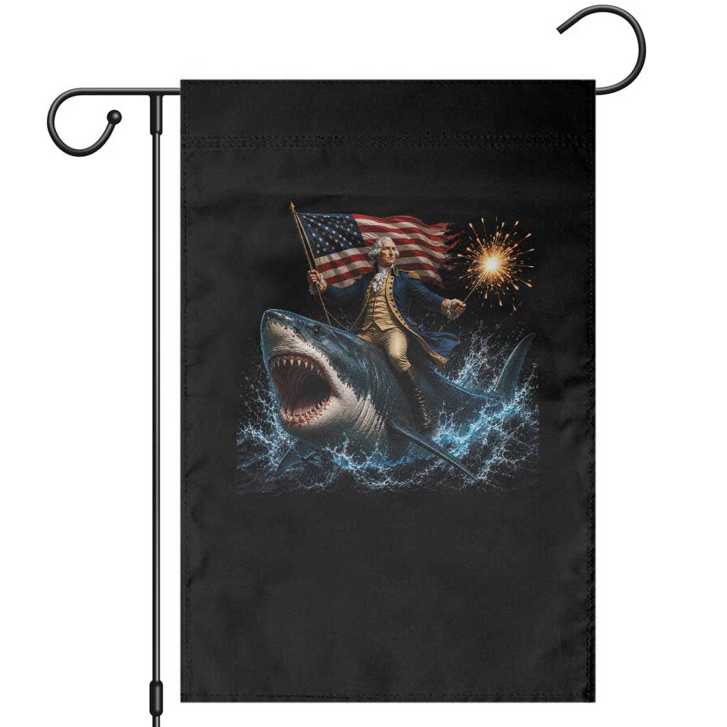 George Washington Riding Shark Garden Flag Funny 4th Of July Independence Day 1776 Meme American Flag TS10 Black Print Your Wear