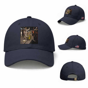 Funny Raccoon Eating Pickles Meme Baseball Cap TS10 Baseball Cap Universal Fit Navy Print Your Wear