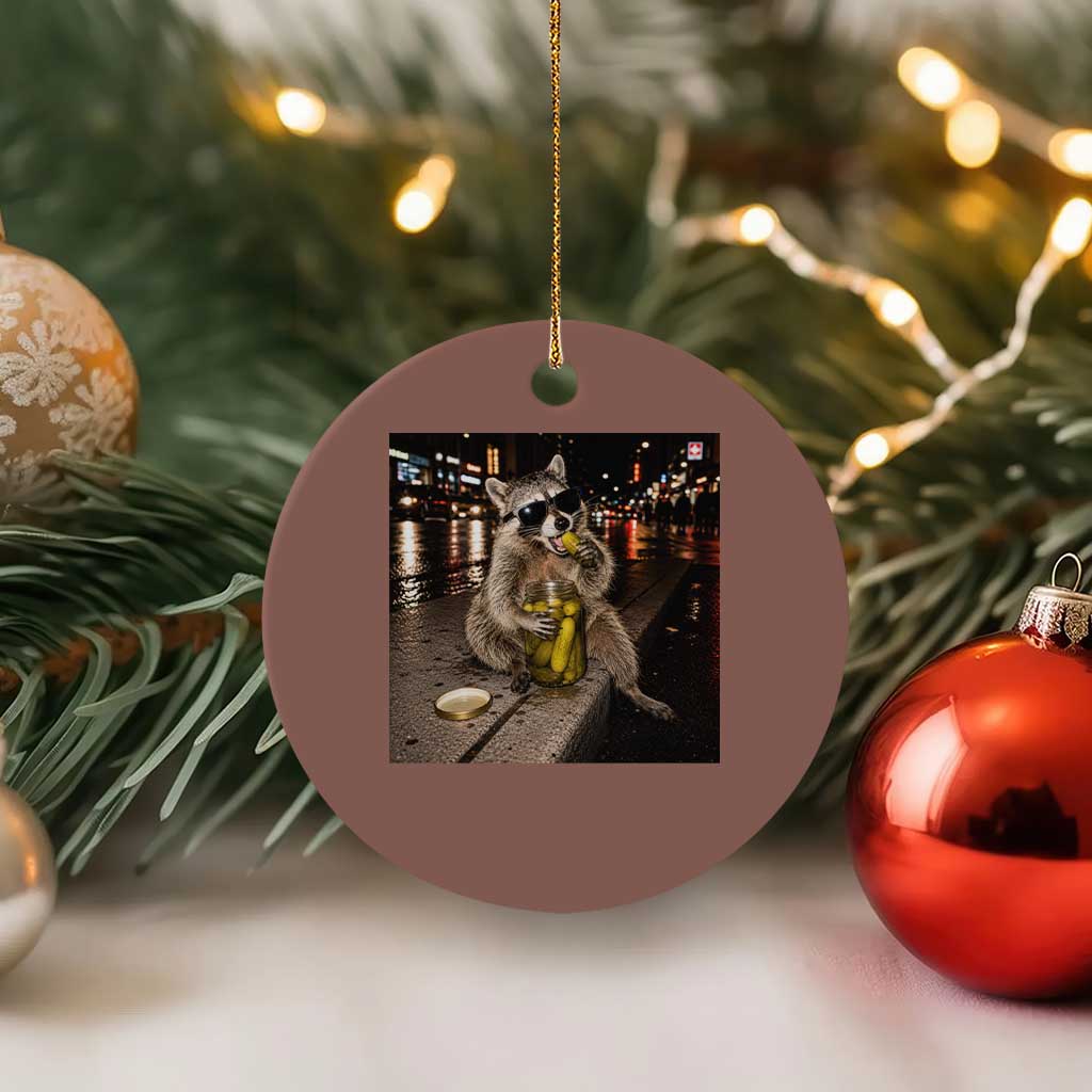 Funny Raccoon Eating Pickles Meme Ceramic Ornament TS10 1pc Mocha Print Your Wear