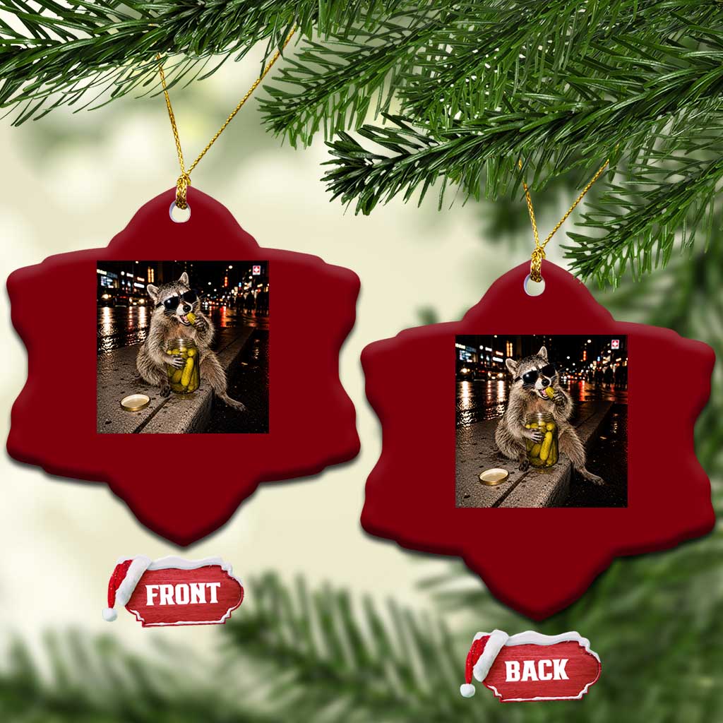 Funny Raccoon Eating Pickles Meme Ceramic Ornament TS10 Print Your Wear