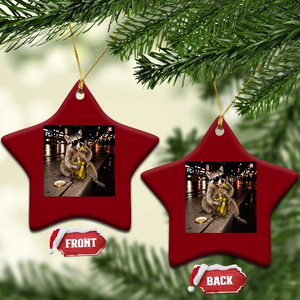 Funny Raccoon Eating Pickles Meme Ceramic Ornament TS10 Print Your Wear