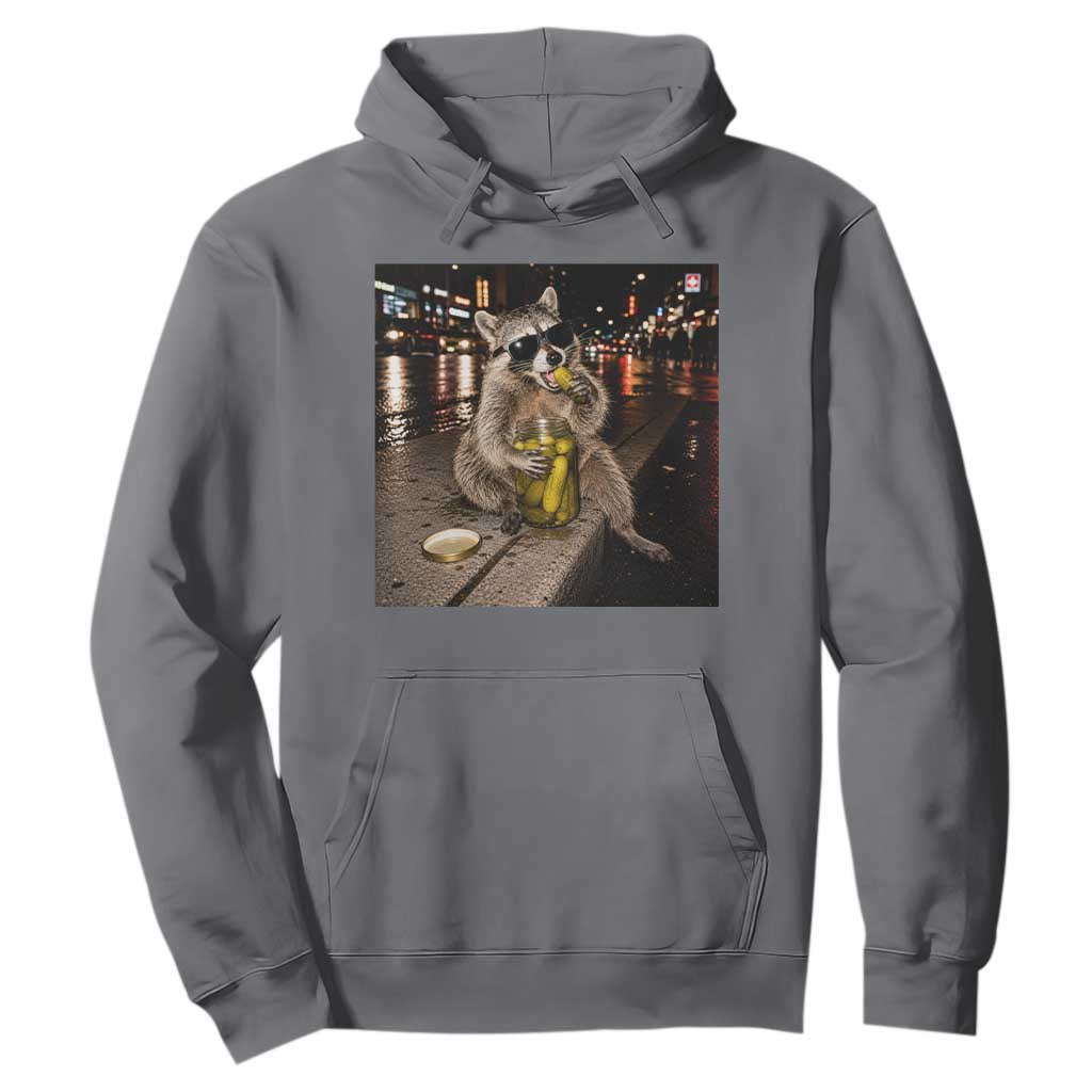 Funny Raccoon Eating Pickles Meme Hoodie TS10 Charcoal Print Your Wear