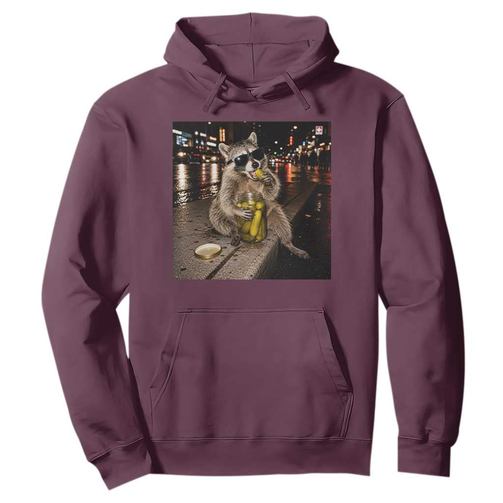 Funny Raccoon Eating Pickles Meme Hoodie TS10 Maroon Print Your Wear