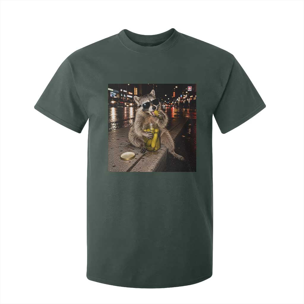 Funny Raccoon Eating Pickles Meme T Shirt For Kid TS10 Dark Forest Green Print Your Wear