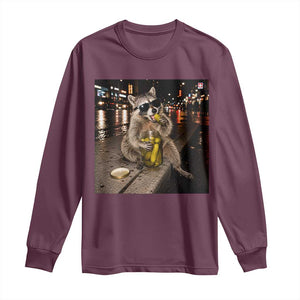 Funny Raccoon Eating Pickles Meme Long Sleeve Shirt TS10 Maroon Print Your Wear