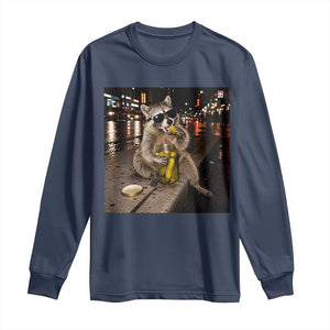 Funny Raccoon Eating Pickles Meme Long Sleeve Shirt TS10 Navy Print Your Wear