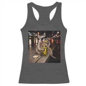 Funny Raccoon Eating Pickles Meme Racerback Tank Top TS10 Dark Heather Print Your Wear