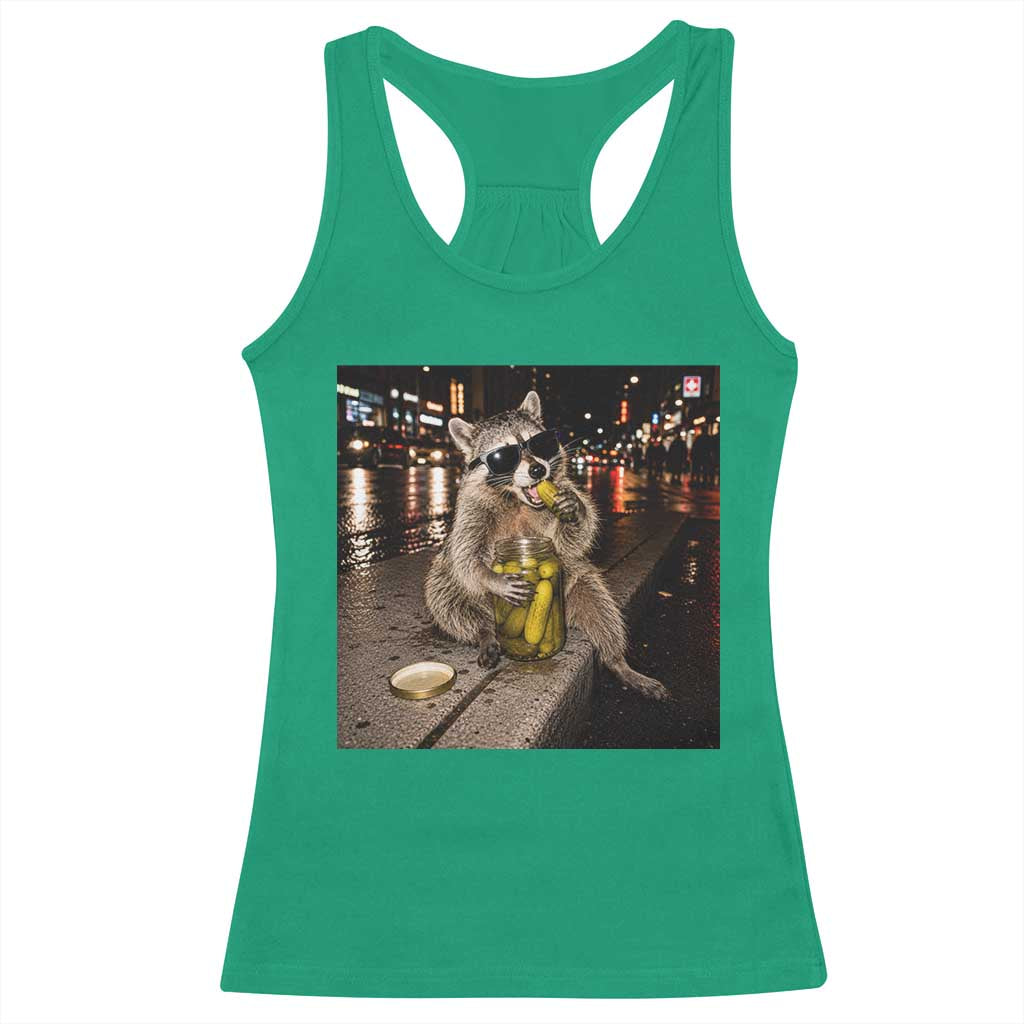 Funny Raccoon Eating Pickles Meme Racerback Tank Top TS10 Irish Green Print Your Wear