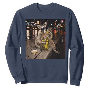 Funny Raccoon Eating Pickles Meme Sweatshirt TS10 Navy Print Your Wear