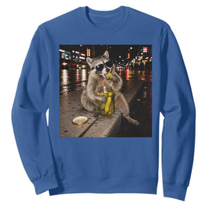 Funny Raccoon Eating Pickles Meme Sweatshirt TS10 Royal Blue Print Your Wear