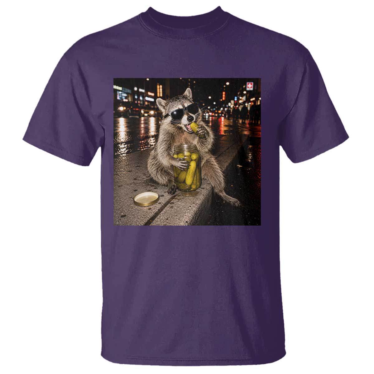 Funny Raccoon Eating Pickles Meme T Shirt TS10 Purple Print Your Wear