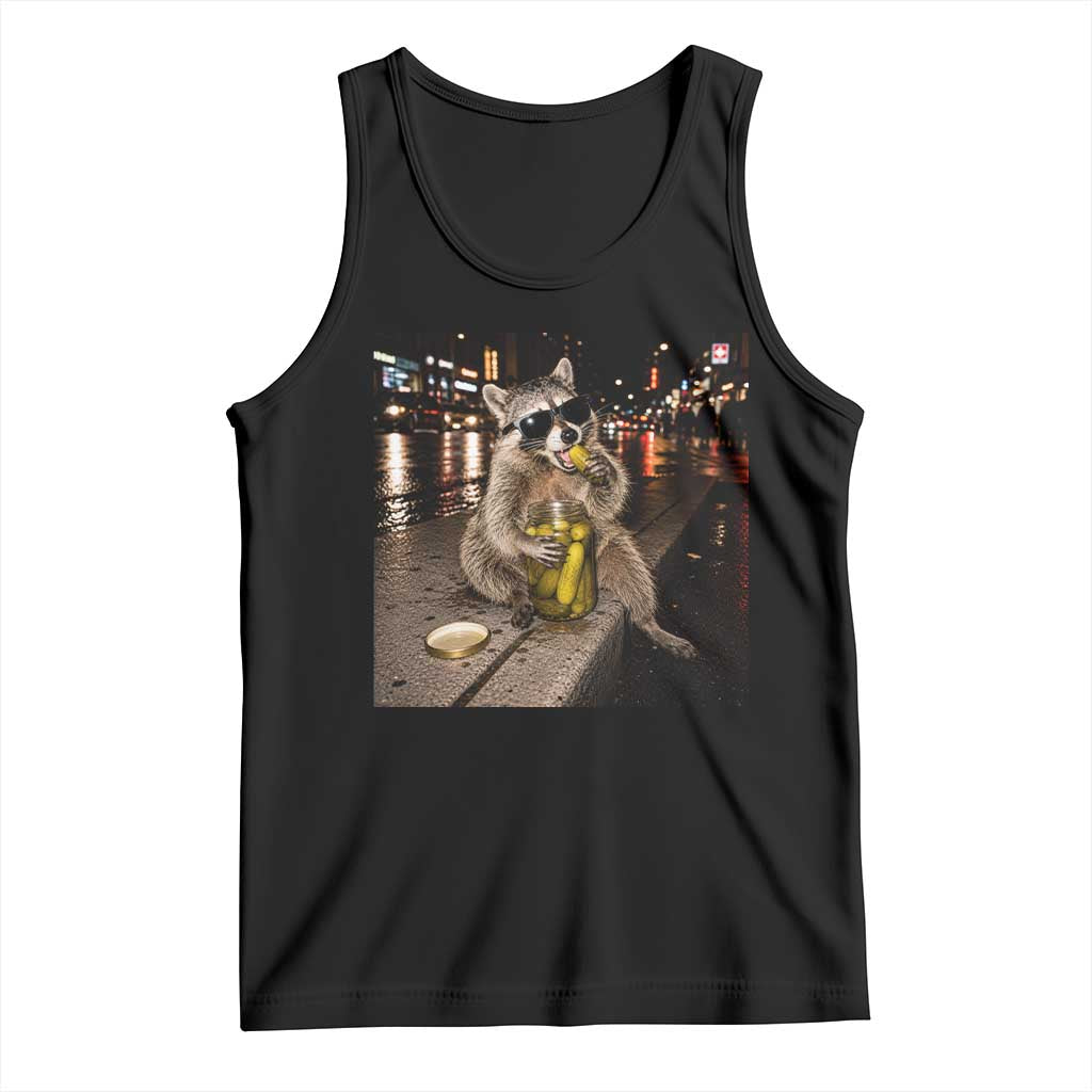 Funny Raccoon Eating Pickles Meme Tank Top TS10 Black Print Your Wear