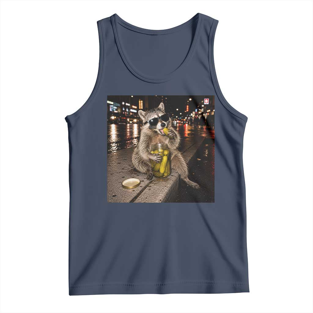 Funny Raccoon Eating Pickles Meme Tank Top TS10 Navy Print Your Wear