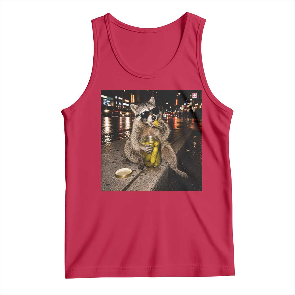 Funny Raccoon Eating Pickles Meme Tank Top TS10 Red Print Your Wear