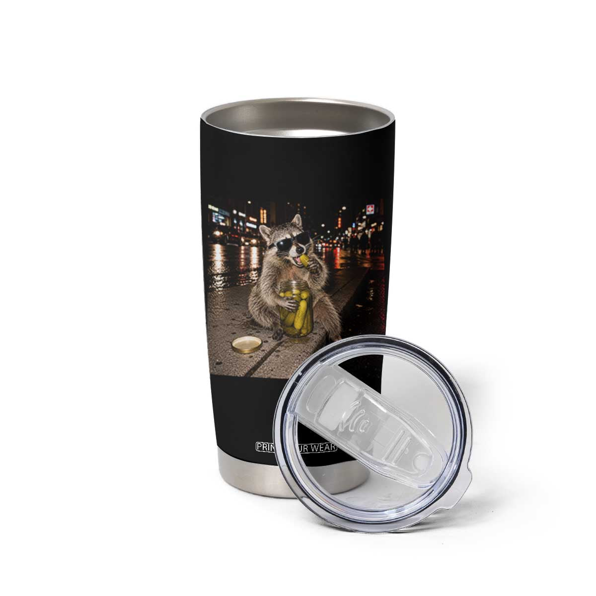 Funny Raccoon Eating Pickles Meme Tumbler Cup TS10 Print Your Wear