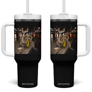 Funny Raccoon Eating Pickles Meme Tumbler With Handle TS10 One Size: 40 oz Black Print Your Wear