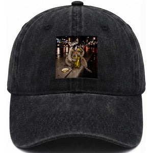 Funny Raccoon Eating Pickles Meme Washed Cotton Baseball Cap TS10 Print Your Wear