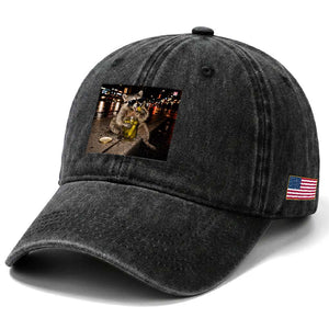 Funny Raccoon Eating Pickles Meme Washed Cotton Baseball Cap TS10 Print Your Wear