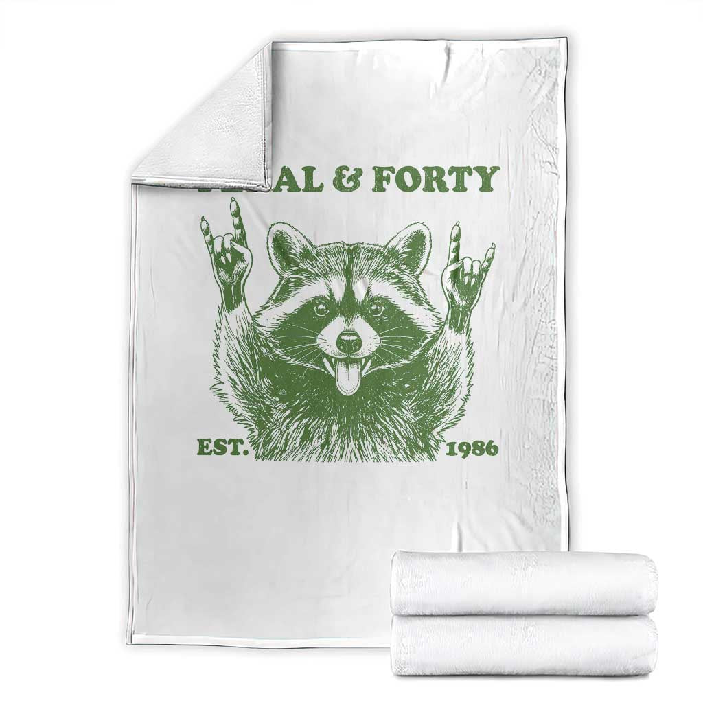 Raccoon 40th Birthday Throw Blanket Funny Feral And Forty Vintage 1986 40 Year Old Gift TS10 White Print Your Wear